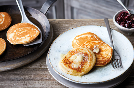 Light and fluffy Scotch pancakes (also known as drop scones) are the perfect teatime treat or an easy weekend breakfast – ready in just 20 minutes. Serve warm or cold, plain or topped with butter and jam.
