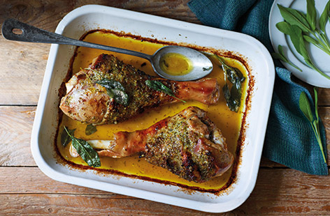 Turkey is not just for Christmas! Turkey drumsticks are a great budget roast option any time of year – try this simple roast with a classic sage and onion butter that adds plenty of flavour and helps keep the turkey tender.