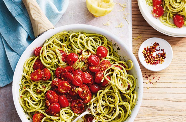 Tuesday: Tomato and pesto spaghetti