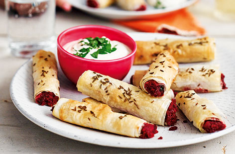 Sweet, earthy beetroot combines with nutty chickpeas in these delicious savoury bites. Paired with a creamy tahini dip, this easy recipe makes the perfect healthy snack to share with friends and family