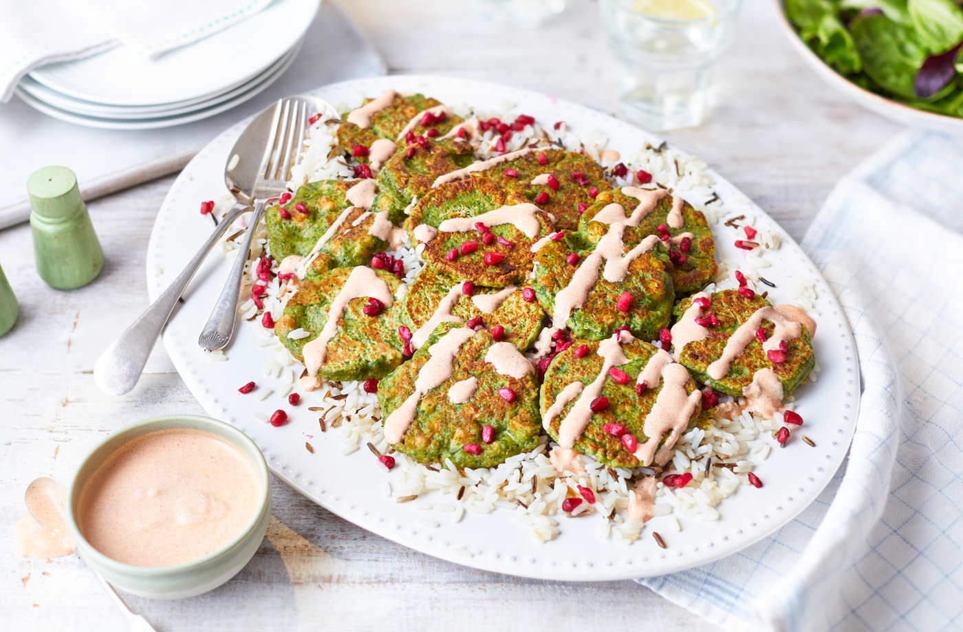 Chickpea fritters with wild rice recipe