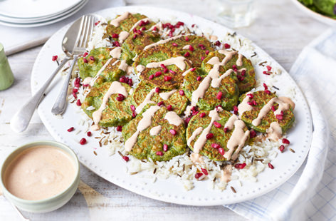 Beyond houmous, there’s an entire world of delicious chickpea recipes and these herb-studded fritters, pan-fried until crispy and served with dollops of a smoky-sweet yogurt dressing, are among the best