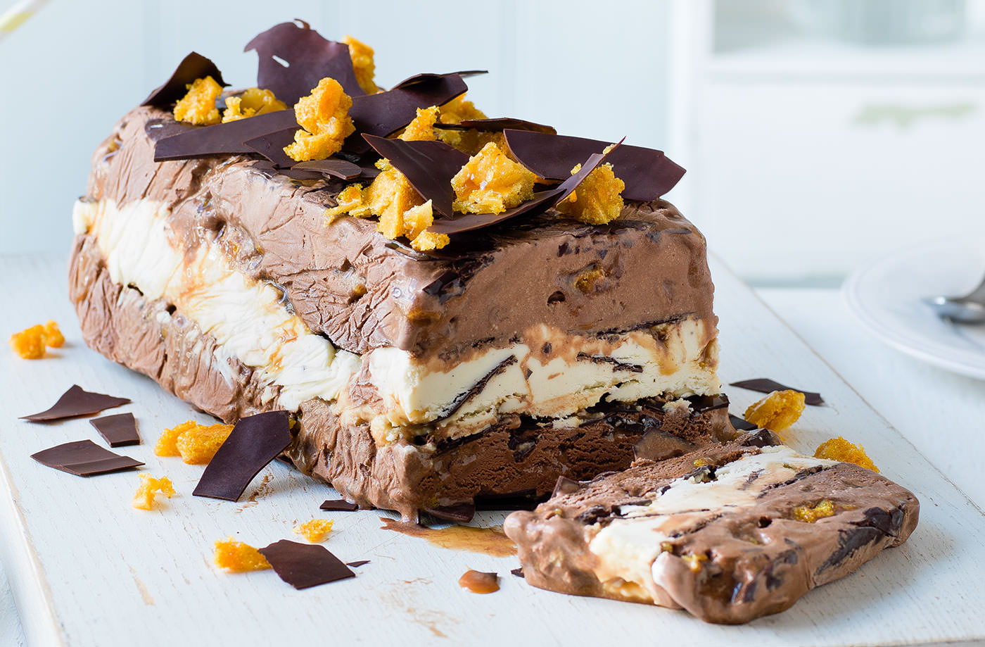 Chocolate and honeycomb ice cream terrine recipe