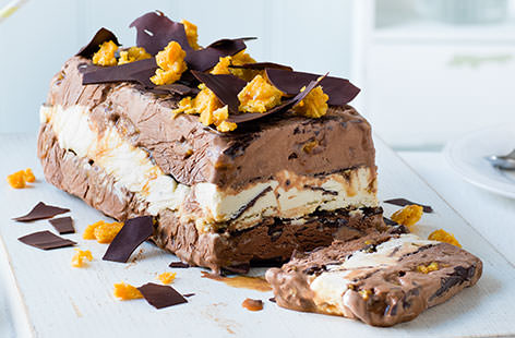 Homemade honeycomb is the star of the show in this decadent chocolate ice cream terrine. Set in layers of chocolate shards, chocolate ice cream and honeycomb nuggets, this is a chocoholics dream come true.
