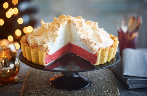 Sweet and airy meringue, zesty citrus and cranberry and crumbly pastry make this magnificent meringue pie the perfect festive baking recipe to impress friends and family