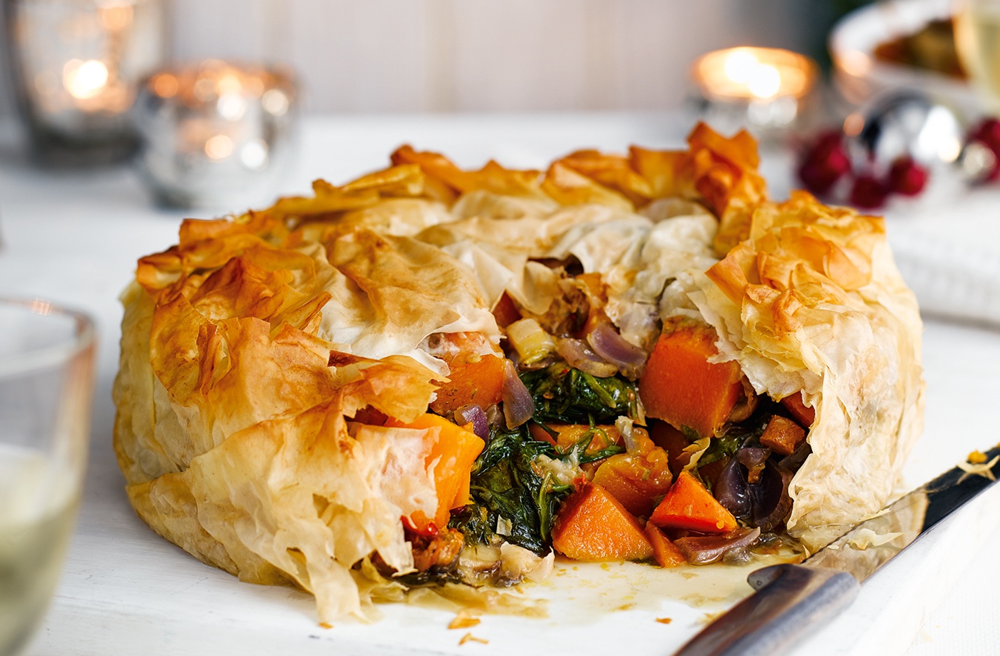 Butternut squash and Stilton filo pie recipe
