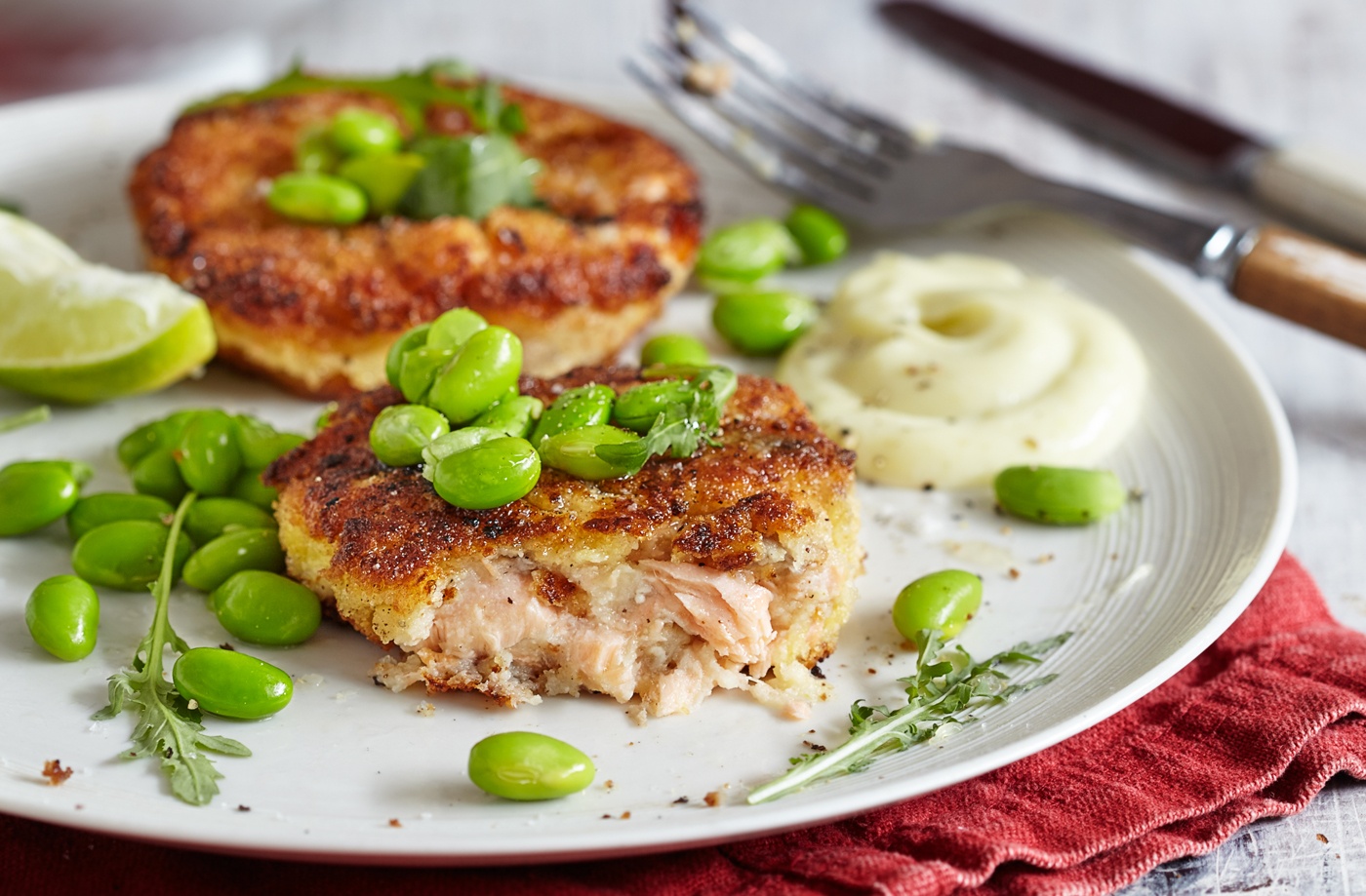 Miso and lime salmon fishcakes with wasabi mayo recipe