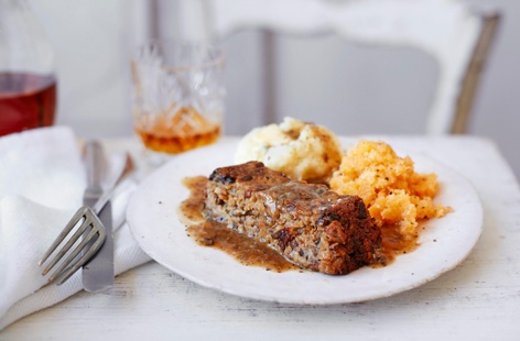 We've given classic Scottish haggis a vegetarian twist with this gorgeous lentil, barley, parsnip and mushroom packed meat-free bake. Serving with neeps and tatties and a rich mushroom gravy tops off this traditional Burn's Night main perfectly