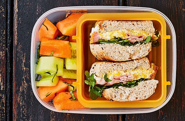 Egg mayo, ham and watercress sandwich