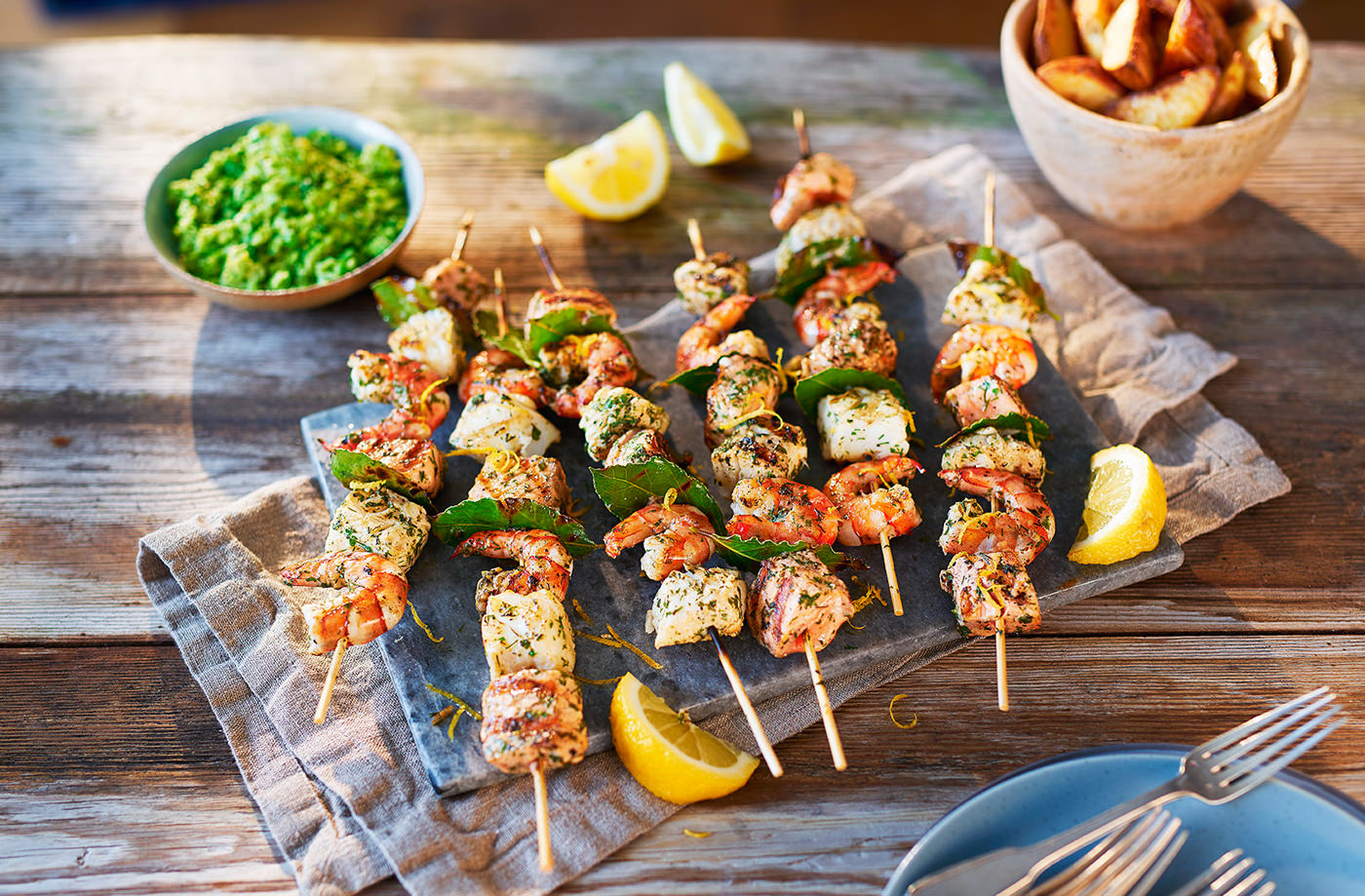 Herby fish skewers recipe