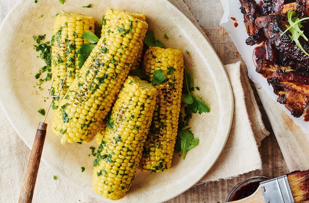 Green herb and chilli corn on the cob  recipe