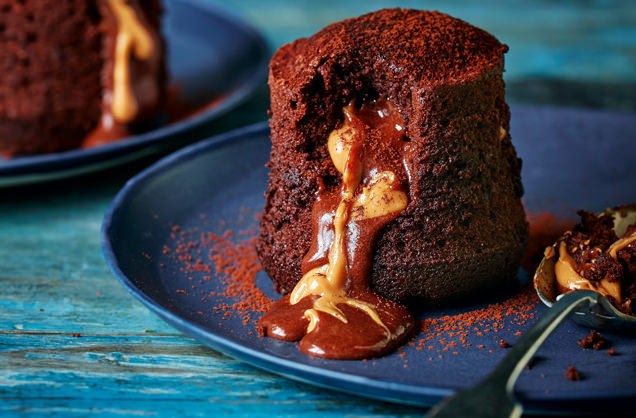 Chocolate and peanut butter fondant cakes recipe