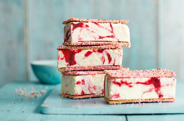 Cherry ripple and white chocolate sandwiches recipe