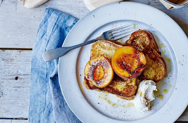 Caramelised peaches on vanilla brioche recipe