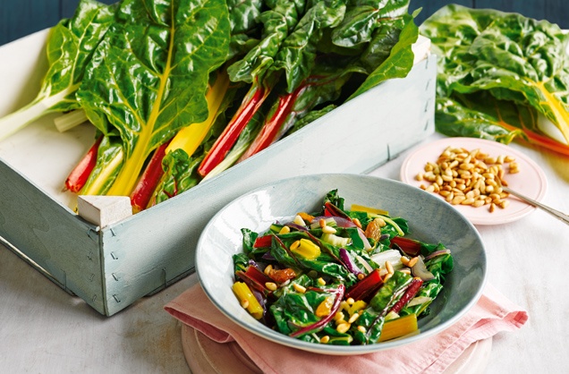 Rainbow chard with raisins and pine nuts recipe