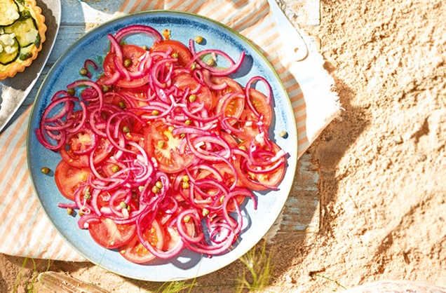 Tomato, pickled red onion and caper salad recipe