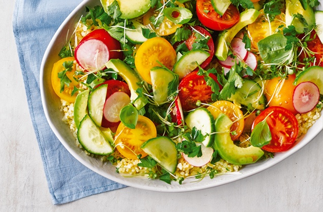 Herby tomato, avocado and bulgur wheat salad recipe