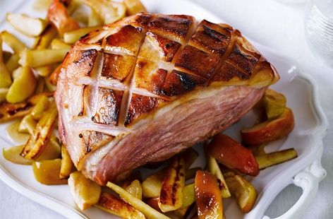 This deliciously succulent gammon is scored to better allow the rich, festive blend of full-bodied fruity calvados, sweet honey and slightly bitter mustard to seep into the meat. The classic pairing of ham with parsnips and apples makes this a showstopper.