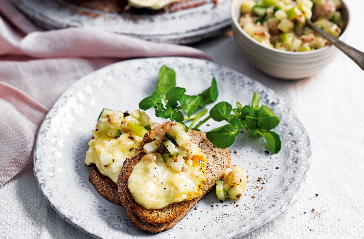 Baked cheese with apple salsa recipe