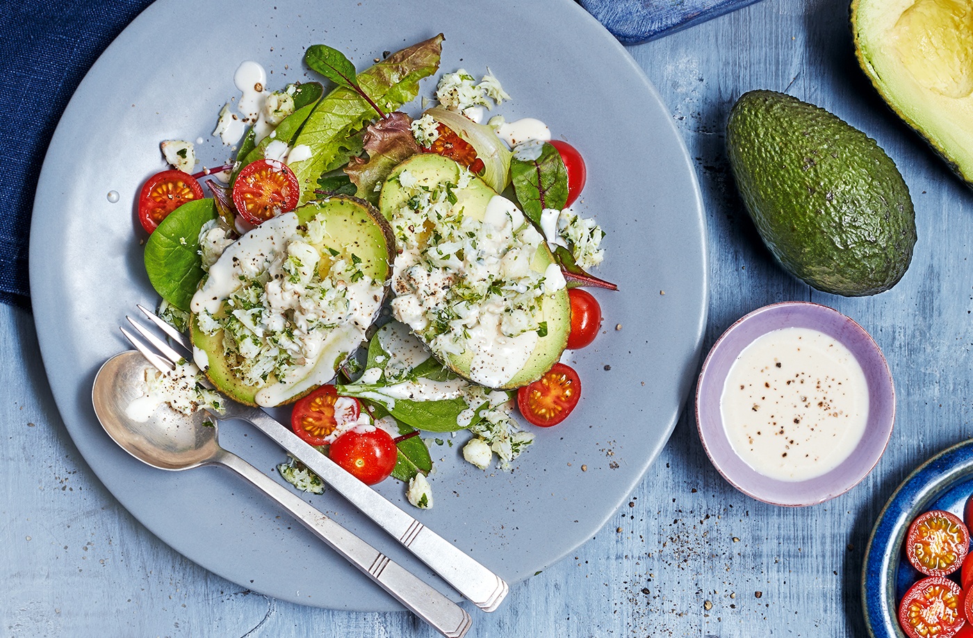 Crab-stuffed avocado with buttermilk dressing recipe