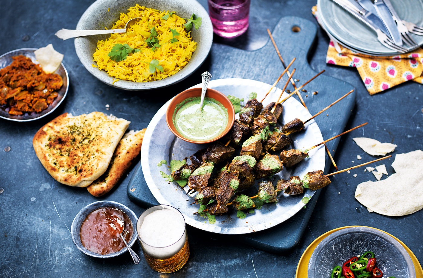 Kashmiri lamb kebabs with herb sauce recipe