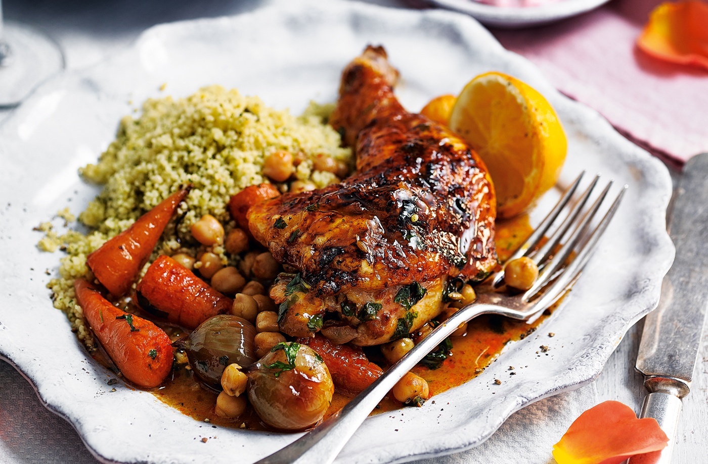 Harissa chicken with chickpeas recipe