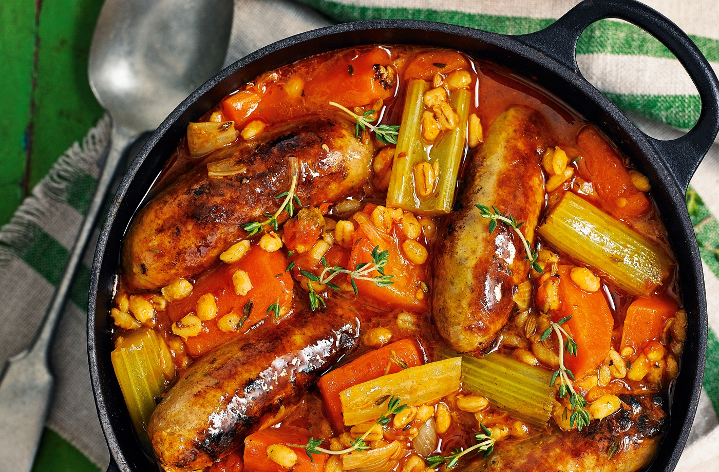 Pearl barley and sausage stew recipe