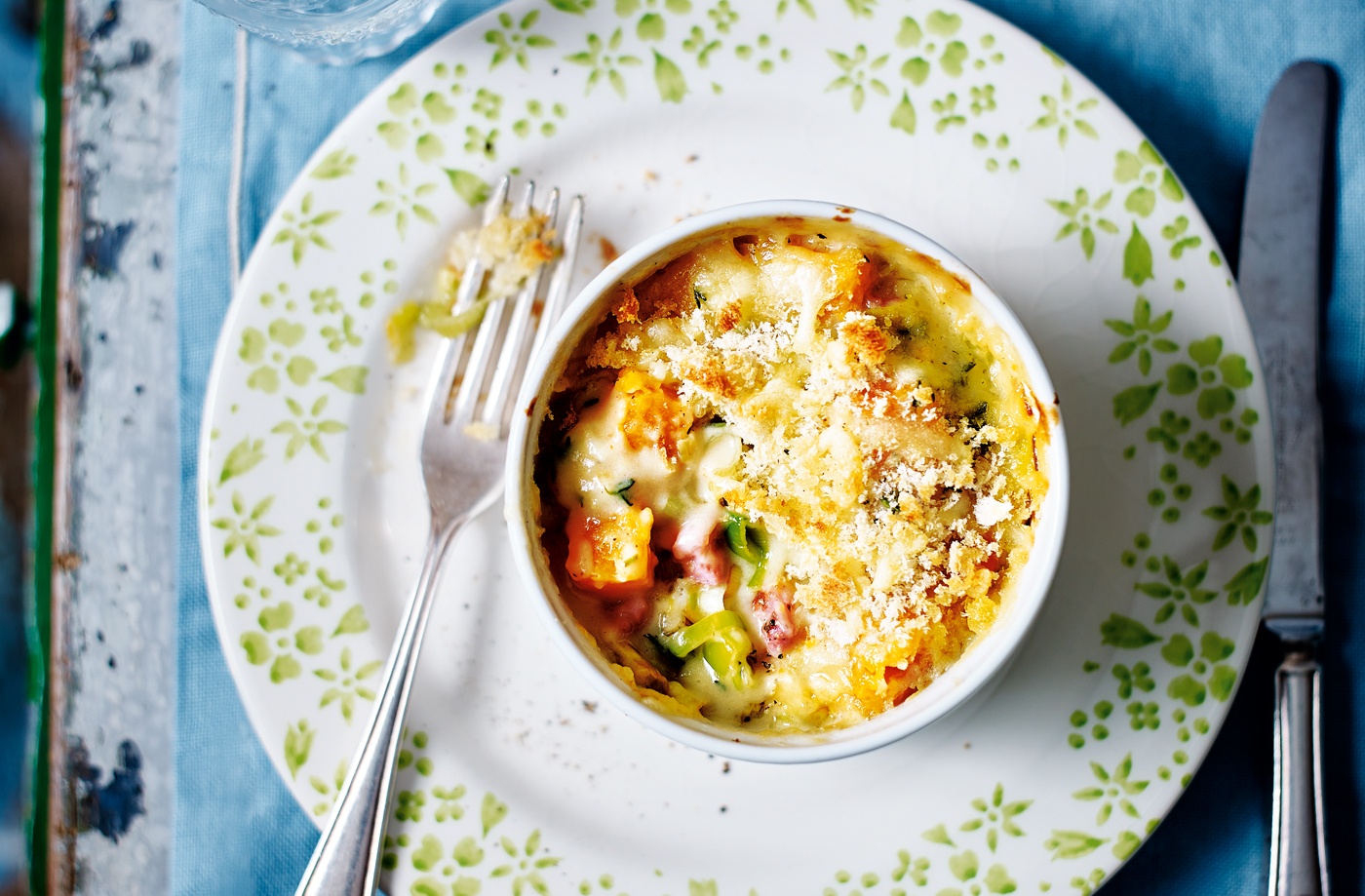 Creamy squash, leek and pancetta pots recipe