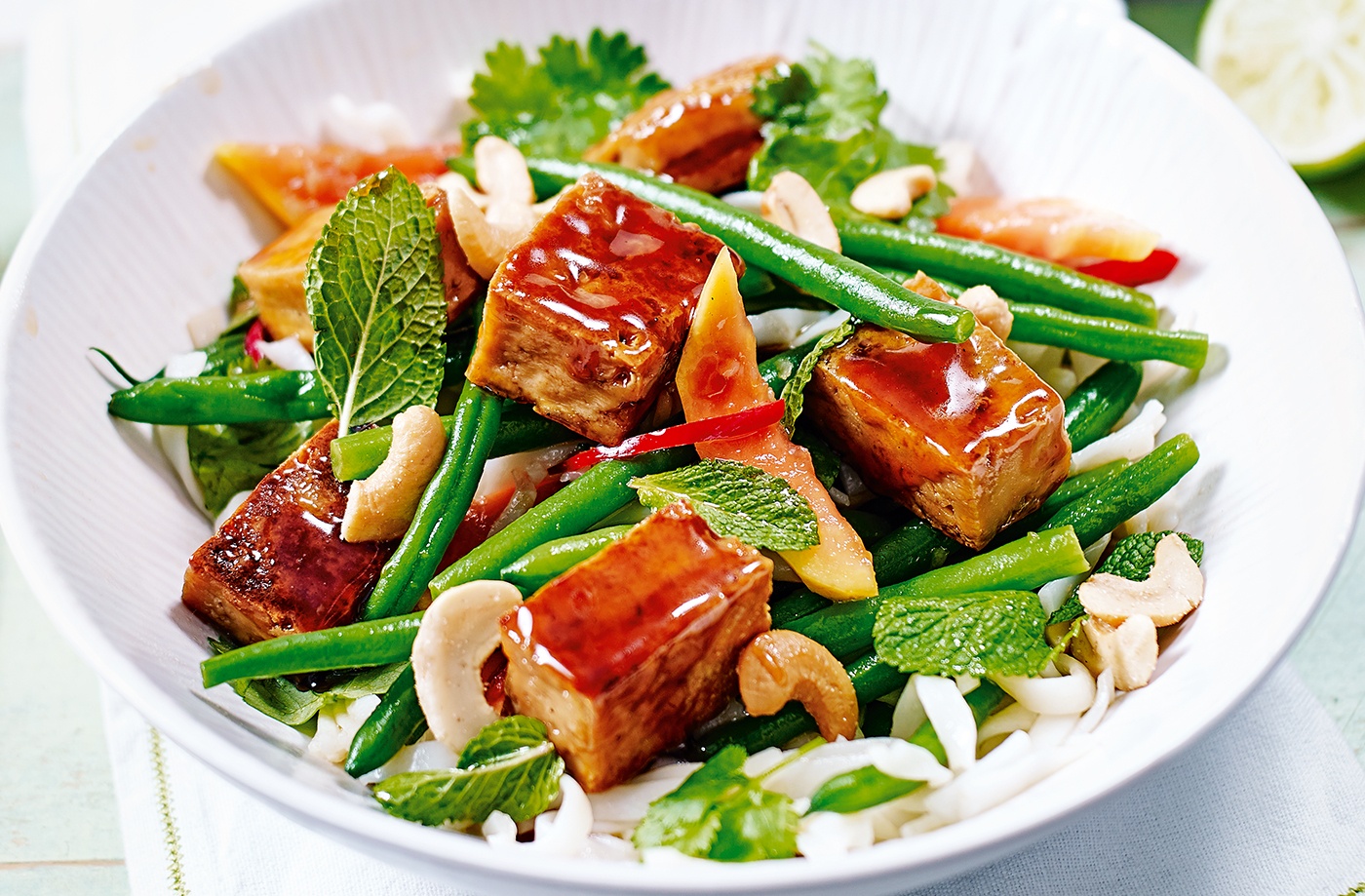 Sticky tofu and papaya salad recipe