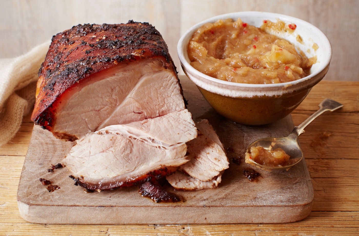 Jerk roast pork with spiced apple sauce recipe