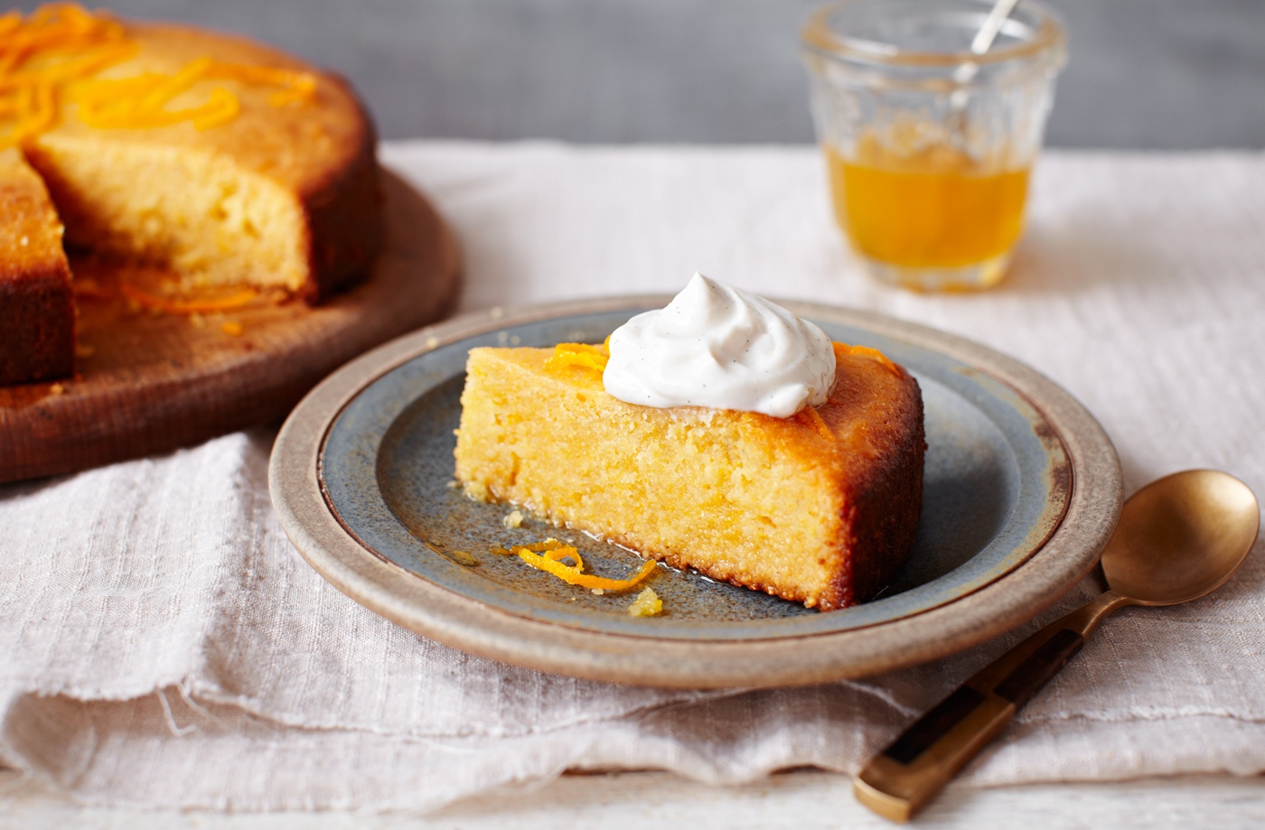 Orange polenta cake with honey syrup recipe