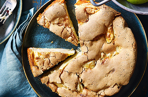 Apple and almond are a classic pairing and they work perfectly together in this easy dessert recipe. Chunks of tender apple are surrounded by a sweet, fragrant sponge as the marzipan melts into the torte as it cooks.
