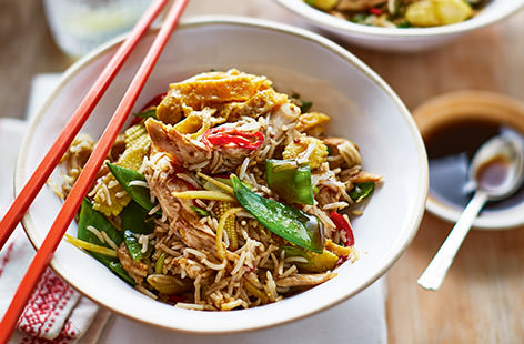 This ginger and chilli chicken stir-fry is perfect for a speedy weeknight meal – ready in just 15 minutes and ideal for using up your leftovers