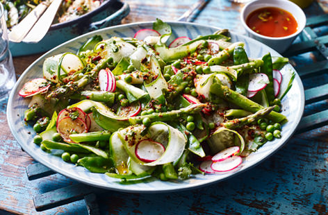 Radishes, cucumber and asparagus are just some of the gorgeous spring veggies that star in this crunchy salad, but it's the chipotle and paprika-spiced dressing that really steals the show.