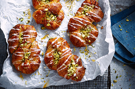 Impress your family and friends with these stunning pistachio and lemon pastries. Scandinavia is renowned for its sweet pastries and this Danish version is no exception. 