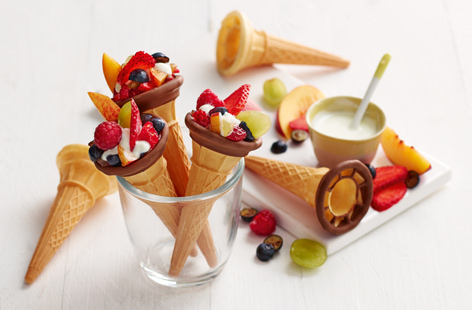 The ultimate summer treat, traditional ice cream cones have been given a healthy makeover with delicious fresh fruits and cool natural yogurt