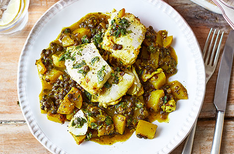 Sit down to this mouthwatering haddock and lentil dish in less than 30 mins. It's the perfect quick and healthy fish recipe for when you're short on time during the week, or as a hot and cosy treat on the weekend