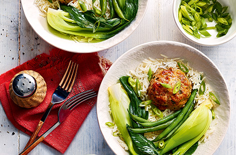 Kids will love to help make these giant meatballs, perfect for a Lunar New Year feast. The meatballs are flavoured with fresh ginger and spring onions before being baked with a sticky plum glaze.