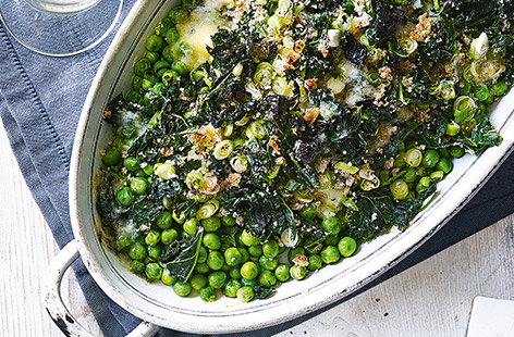 Take your side dishes up a notch – add an indulgent Stilton and breadcrumb topping to simple peas and kale for a gooey, melting finish.