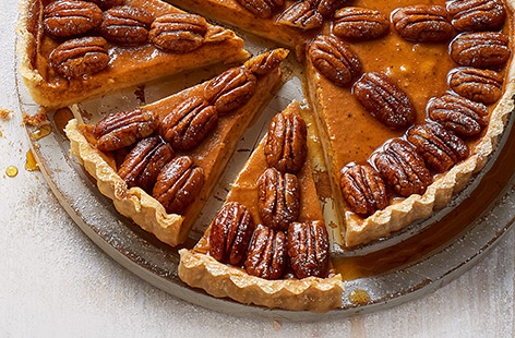 Whipping up this seasonal treat that combines two classic flavours is as easy as pie. With a buttery pastry base, sweet spiced pumpkin filling and maple pecan topping, this marvellous mash-up is comforting and delicious