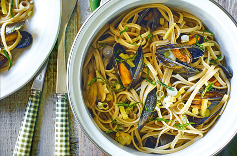 Mussels are cooked in a fragrant Thai sauce and served with wholewheat linguine in this heavenly dinner for two. So quick and easy to make, it's the perfect way to get started cooking mussels at home.