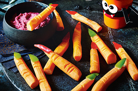 Spook your friends and family with these creepy, crunchy carrot fingers
