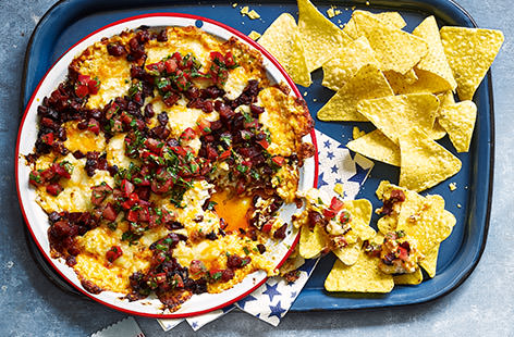 As autumn nights creep in, and the days become shorter, there's even more reason to get cosy and indulge with a TV treat. Crispy chorizo topped with a mix of red Leicester, mature cheddar and soft cheese, and loaded onto delicious tortilla chips, this scru