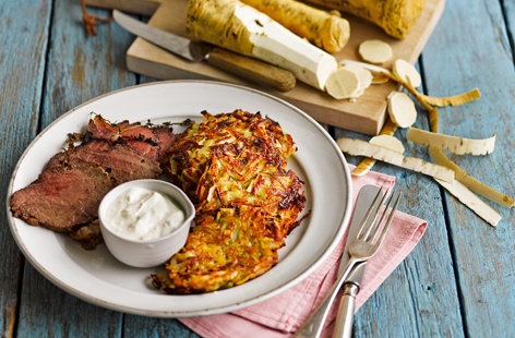 Potato and horseradish are a match made in heaven, and this alternative roast dinner side pairs them together perfectly. Swap your classic roasties for röstis – crisp, fiery potato röstis work wonderfully with roast beef and a dollop of horseradish cream