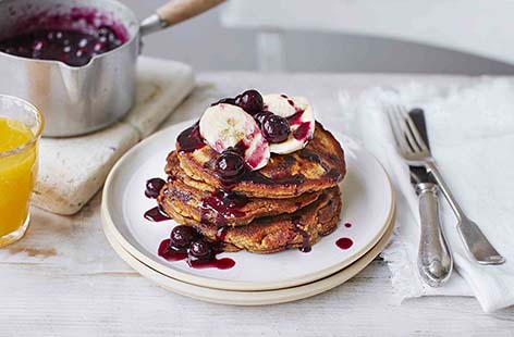 This stunning stack of pancakes is the ideal breakfast or brunch, and what's more it's healthy! Spelt flour brings nutty flavour to the pancake batter whilst banana adds natural sweetness