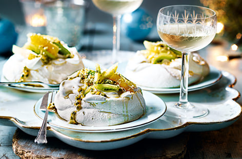 This vegan meringues recipe gives crisp, chewy meringue, topped with passion fruit, kiwi, oranges and pineapple – the perfect post-dinner sweet treat