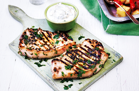 Roast up a tray of veg with garlic and rosemary and serve alongside citrus and herb-marinated pork chops. Add a chilled glass of white wine and you've the perfect Autumn dinner for two.
