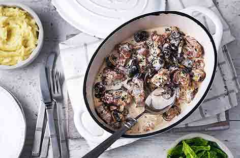 Discover tender chunks of pork and wild mushrooms with every delicious mouthful in this rich and creamy one-pot. It's the perfect dinner for family or friends to enjoy with you this winter.