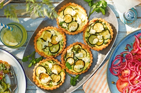Made with buttery pastry and a mouthwatering ham and watercress filling, garnished with courgette slices and creamy ricotta, these gorgeous mini quiches are so simple to make and perfect for packing into your picnic hamper