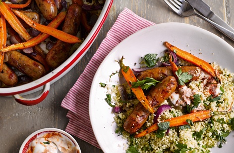 This simple recipe is sure to become a family favourite – roasting in cumin, coriander and honey gives fragrant, sticky sausages, whilst Tendersweet carrots and red onion bring a vibrant, earthy sweetness